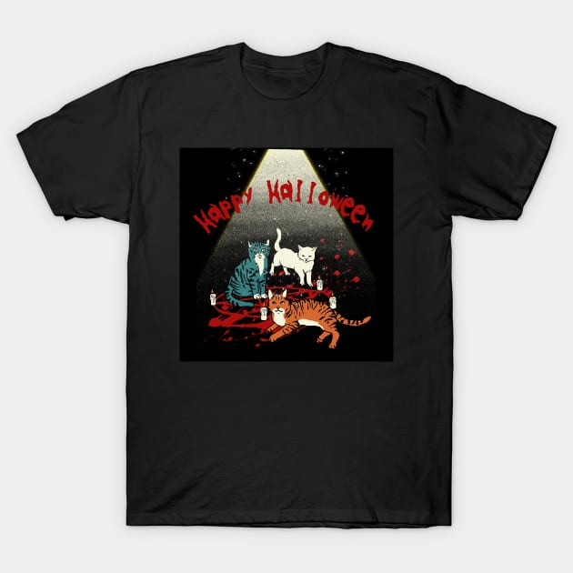 Halloween Evil Satanic Cats T-Shirt by FabDesign